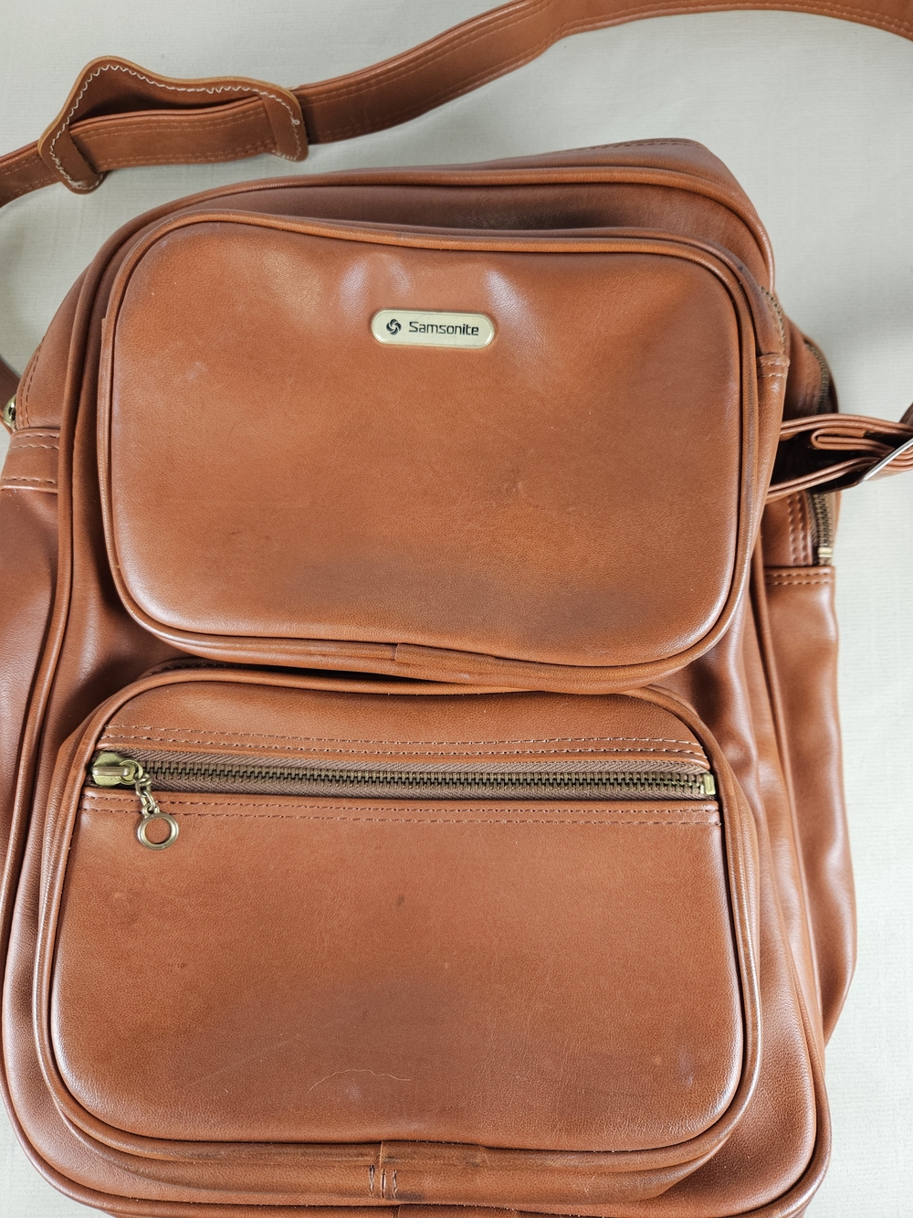 1960s-70s Chestnut Vinyl Samsonite Tote Shoulder Strap Bag/Carry On Luggage/Sams - Picture 5 of 16